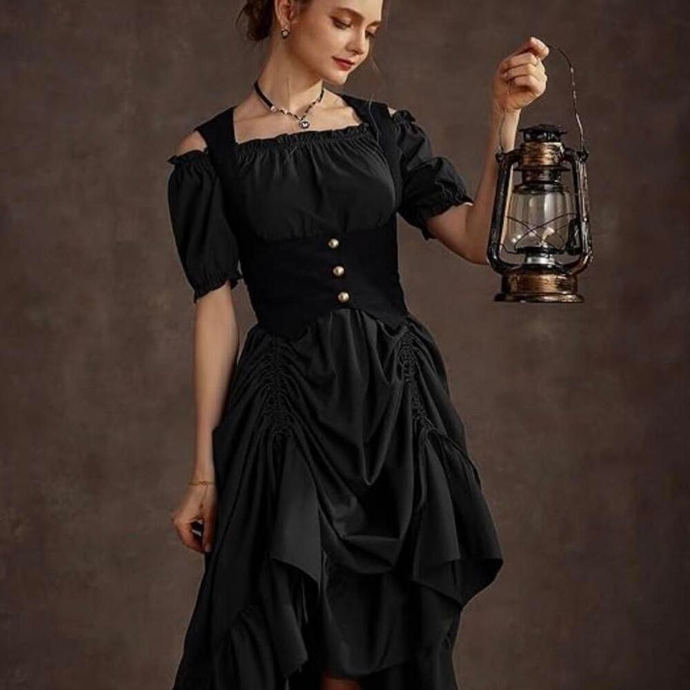Scarlet Darkness Renaissance Costume Women Steampunk Pirate Corset Dress XXL 18 - Picture 2 of 2